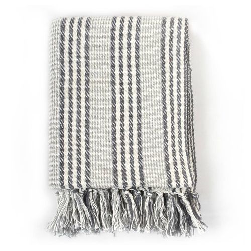 vidaXL Cotton Throw Herringbone 125x150 cm Grey vidaXL