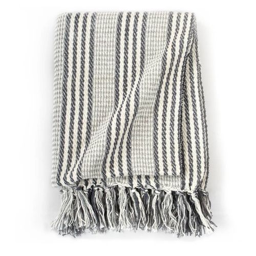 vidaXL Cotton Throw Herringbone 125x150 cm Grey vidaXL
