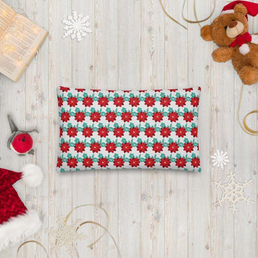 Christmas Couch Cushion - Holly Design on White Background Shades 4 Seasons