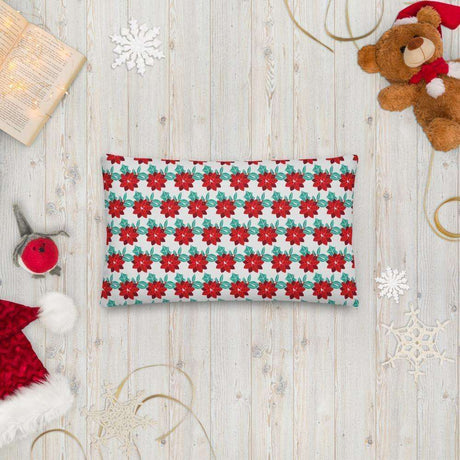 Christmas Couch Cushion - Holly Design on White Background Shades 4 Seasons