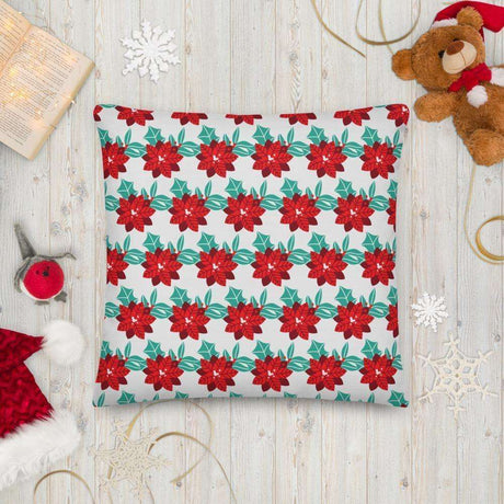 Christmas Couch Cushion - Holly Design on White Background Shades 4 Seasons