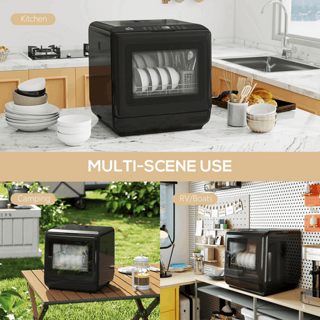 HOMCOM Countertop Dishwasher with Dual Water Supply and 6 Programs, Black HOMCOM