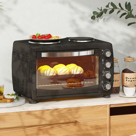 HOMCOM 36L Countertop Toaster Oven with 2 Hot Plates, Grill, Roast, Bake HOMCOM