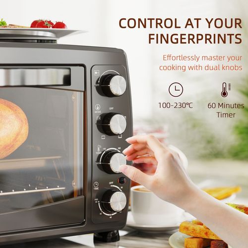 HOMCOM 36L Countertop Toaster Oven with 2 Hot Plates, Grill, Roast, Bake HOMCOM