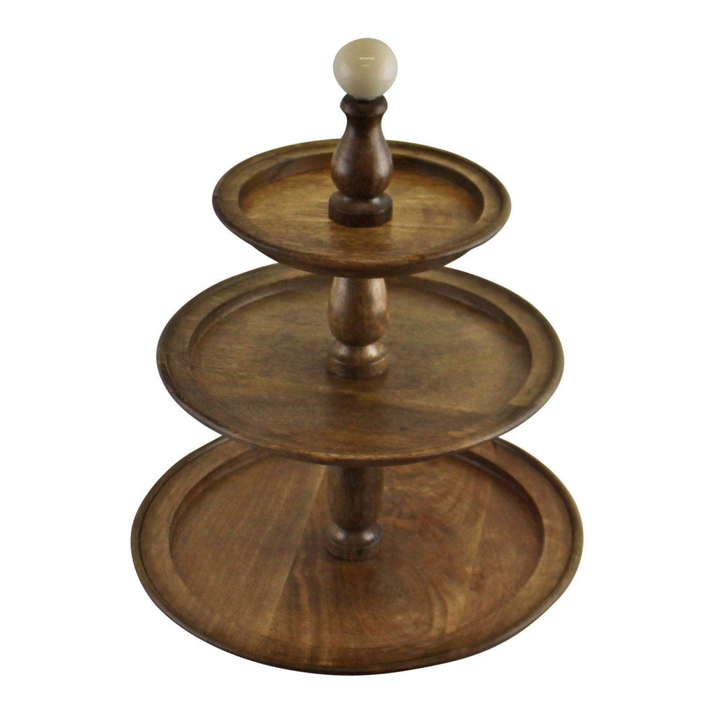 Country Cottage 3 Tier Mango Wood Cake Stand Geko Products