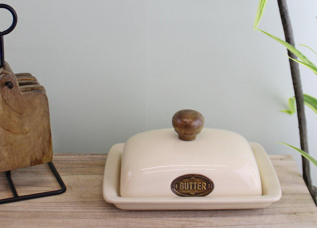 Country Cottage Cream Ceramic Butter Dish Geko Products