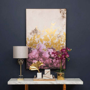 Elegant Cowhide And Wood Tray displayed on a stylish console table with decorative items