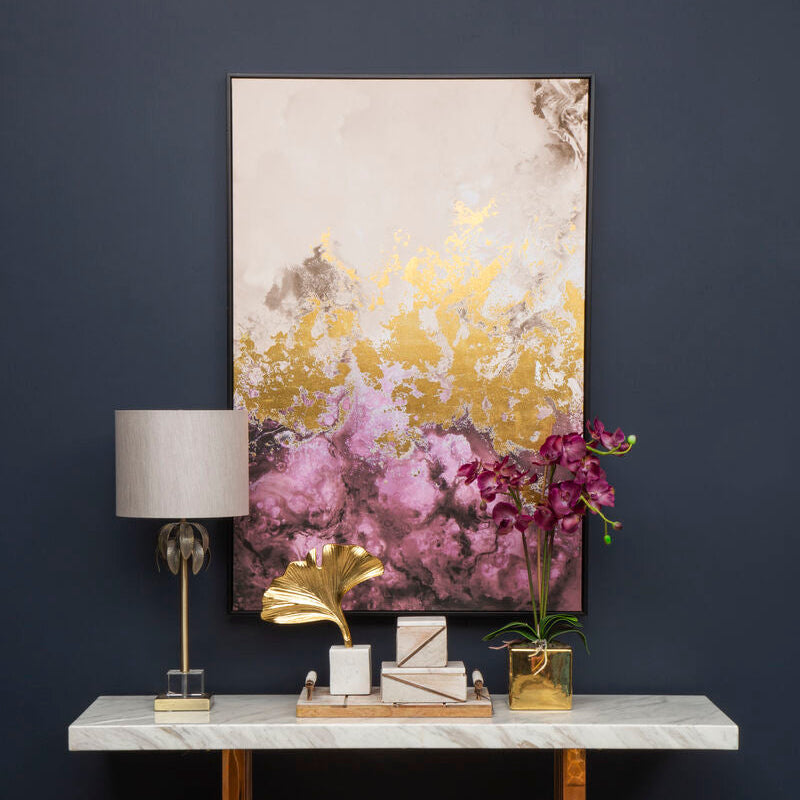 Elegant Cowhide And Wood Tray displayed on a stylish console table with decorative items