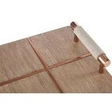 Orsina Cowhide And Wood Tray with Copper Handles for Stylish Entertaining