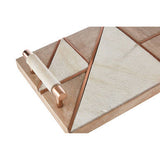 Orsina Cowhide And Wood Tray with Geometric Design and Copper Handles for Stylish Serving