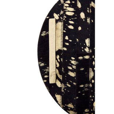 Orsina Cowhide Tray featuring a unique black and gold spotted design with sleek handles