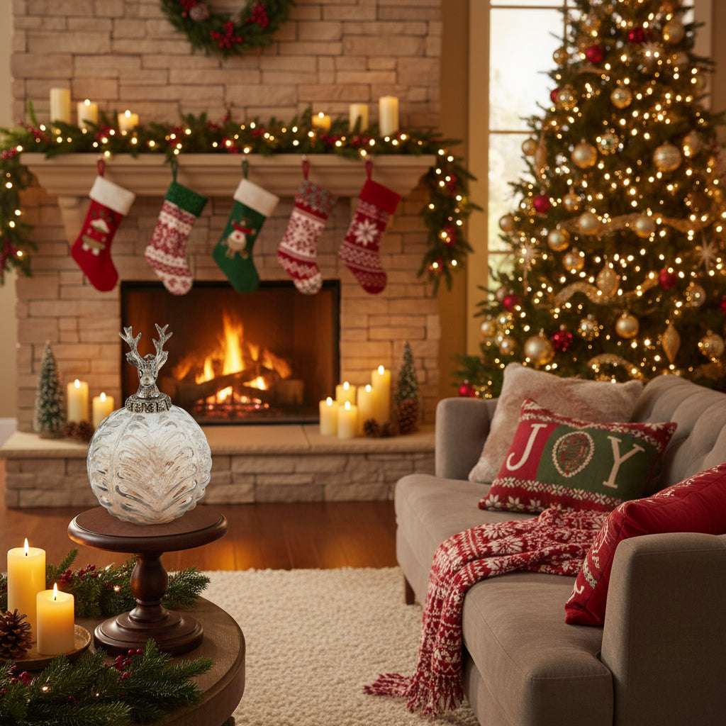 Coffee Ombre Collection Stag Bauble GLASS Shades 4 Seasons