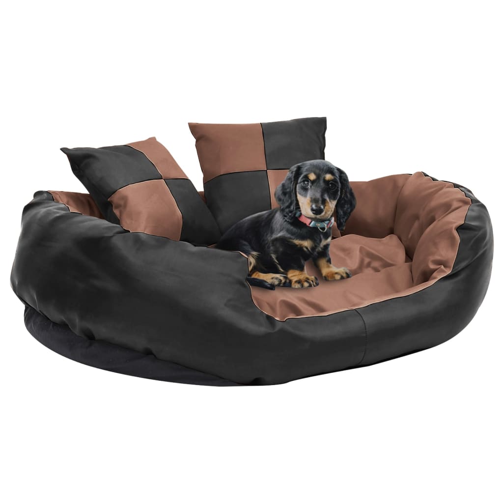 vidaXL Reversible & Washable Dog Cushion Grey and Black 65x50x20 cm black and brown 85 x 70 x 20 cm vidaXL