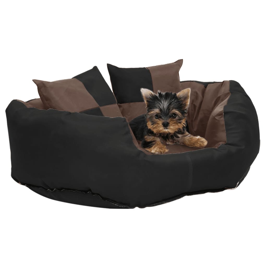 vidaXL Reversible & Washable Dog Cushion Grey and Black 65x50x20 cm black and brown 65 x 50 x 20 cm vidaXL