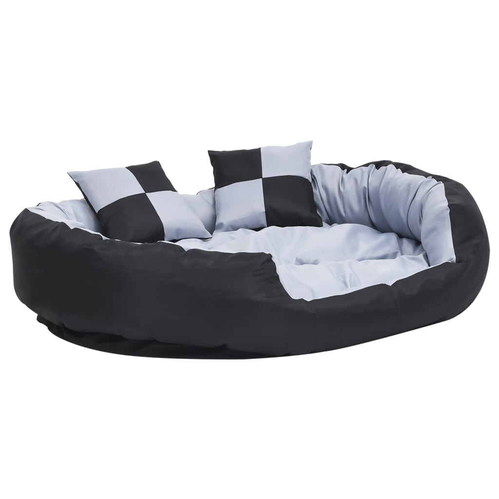 vidaXL Reversible & Washable Dog Cushion Grey and Black 65x50x20 cm vidaXL