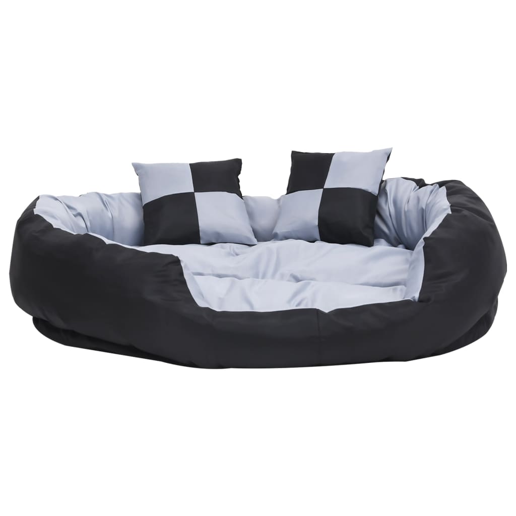 vidaXL Reversible & Washable Dog Cushion Grey and Black 65x50x20 cm vidaXL