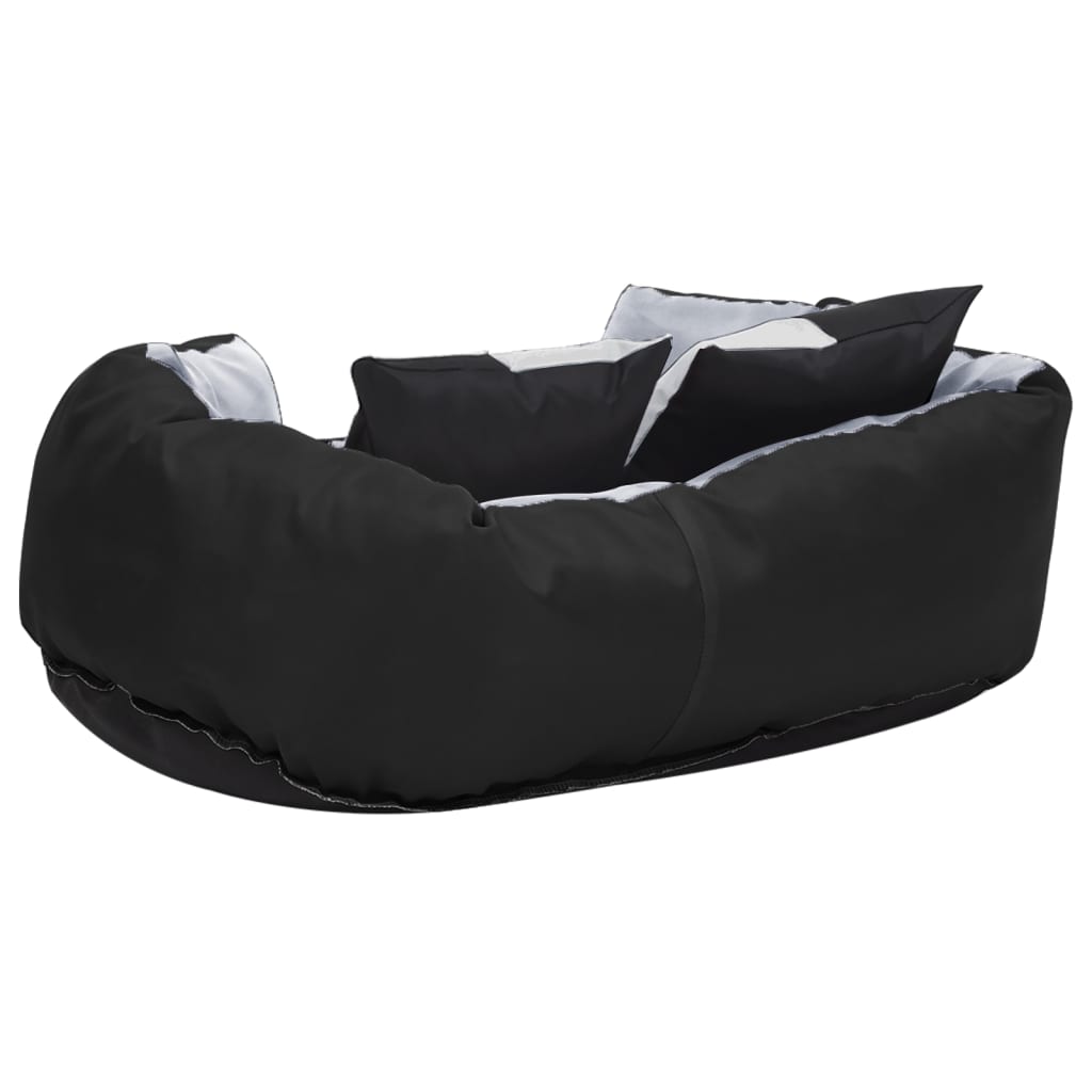 vidaXL Reversible & Washable Dog Cushion Grey and Black 65x50x20 cm vidaXL