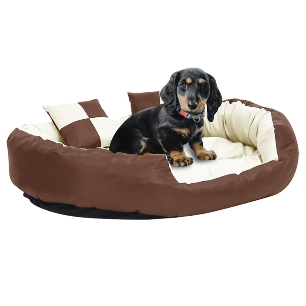 vidaXL Reversible & Washable Dog Cushion Grey and Black 65x50x20 cm vidaXL