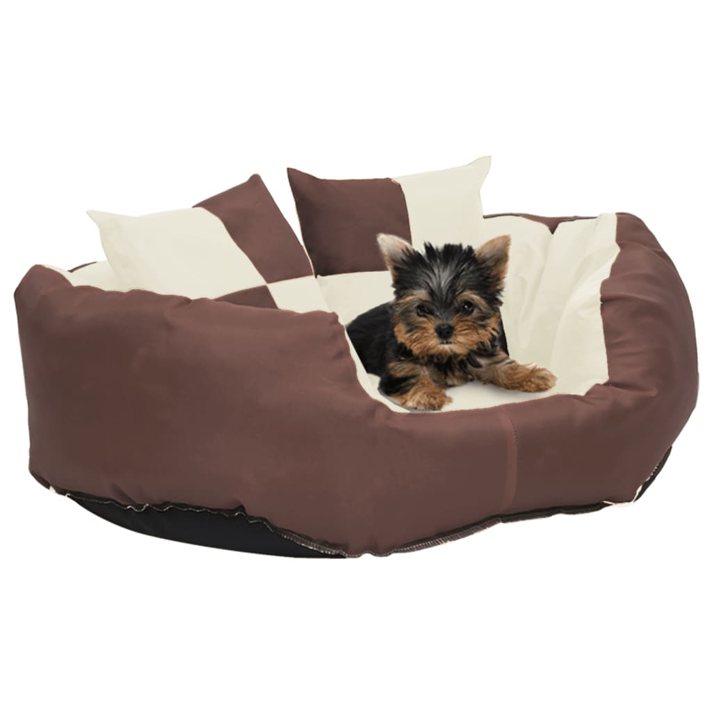 vidaXL Reversible & Washable Dog Cushion Grey and Black 65x50x20 cm brown and cream 65 x 50 x 20 cm vidaXL