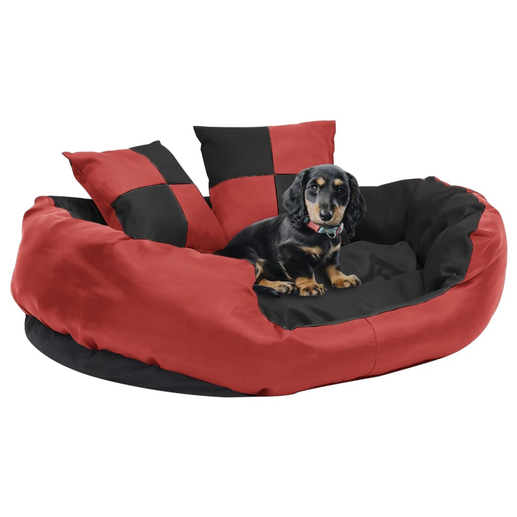 vidaXL Reversible & Washable Dog Cushion Grey and Black 65x50x20 cm vidaXL