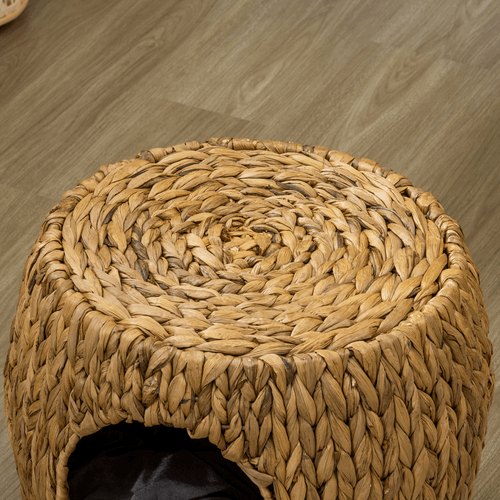 Rattan Cat House Stool, Wicker Kitten Bed for Outdoors and Indoors With Cushion Unbranded