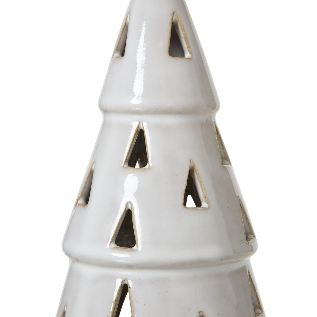 Medium White Ceramic Cut-Out Tree With LED Lights Shades 4 Seasons