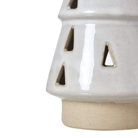 Medium White Ceramic Cut-Out Tree With LED Lights Shades 4 Seasons