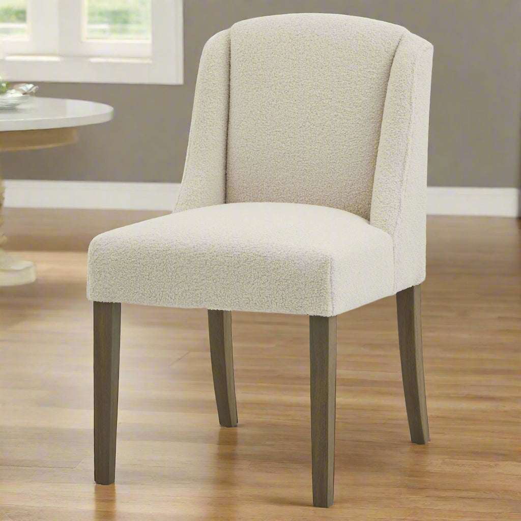Shades 4 Seasons Boucle Upholstered Dining Chair - Cream CREAM WOOD Shades 4 Seasons