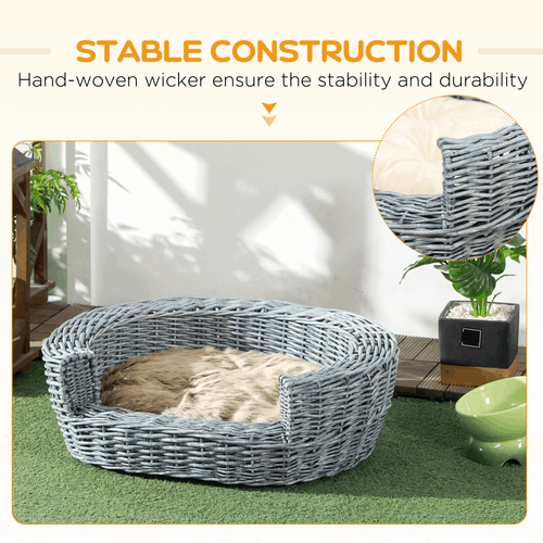 Elevated Dog Basket Sofa Bed Wicker Willow Rattan Cushion Pawhut Unbranded