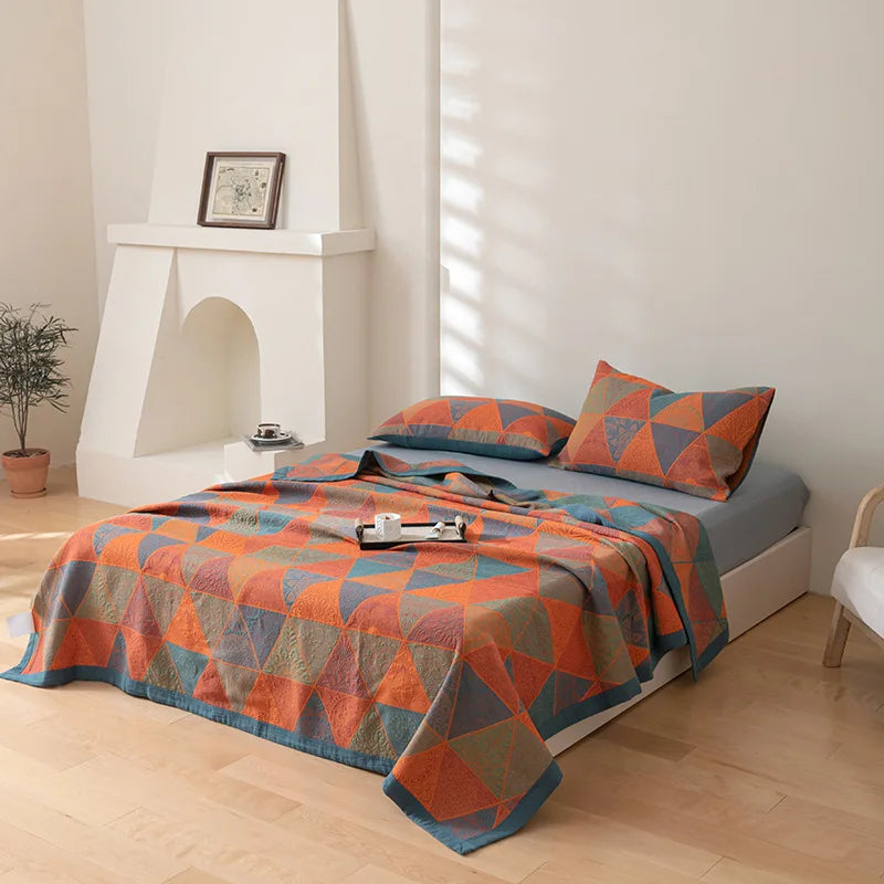 Three-Layer Jacquard Blanket - Soft, Portable, Versatile Home Accessory N/A