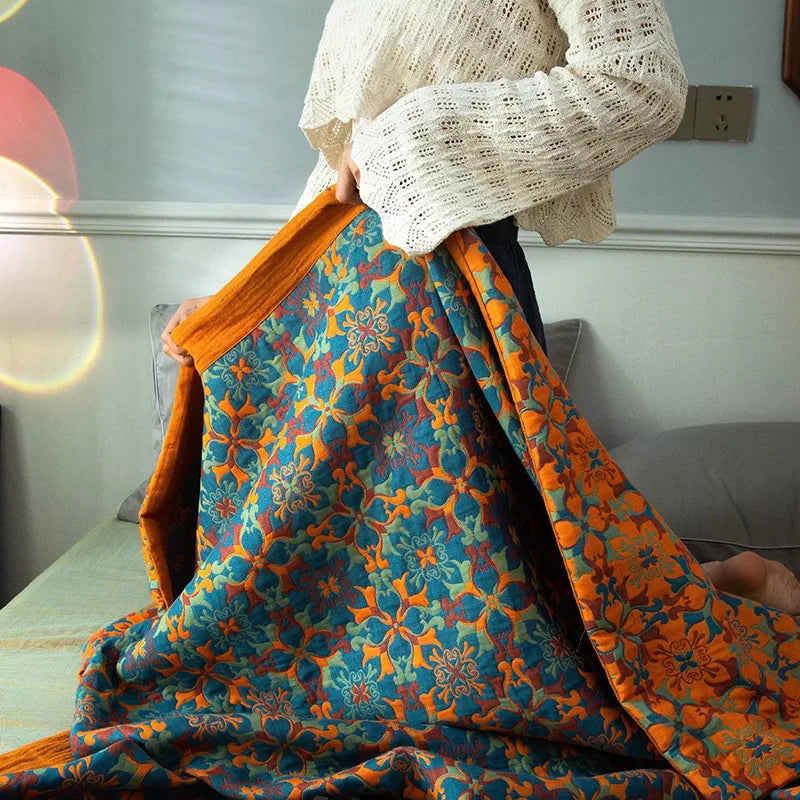 Three-Layer Jacquard Blanket - Soft, Portable, Versatile Home Accessory N/A