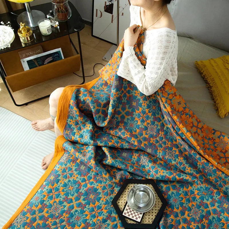 Three-Layer Jacquard Blanket - Soft, Portable, Versatile Home Accessory N/A
