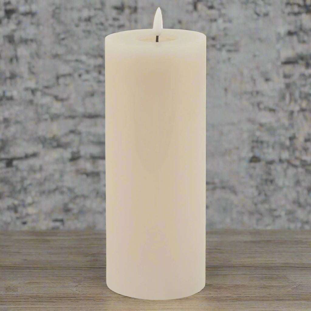 Luxe Collection Melt Effect 3.5x9 Taupe LED Wax Candle WAX Shades 4 Seasons