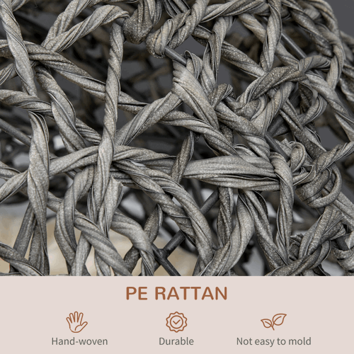 Elevated Rattan Cat House Kitten Basket Pet Bed With Cushion - Silver-Tone, Grey PawHut