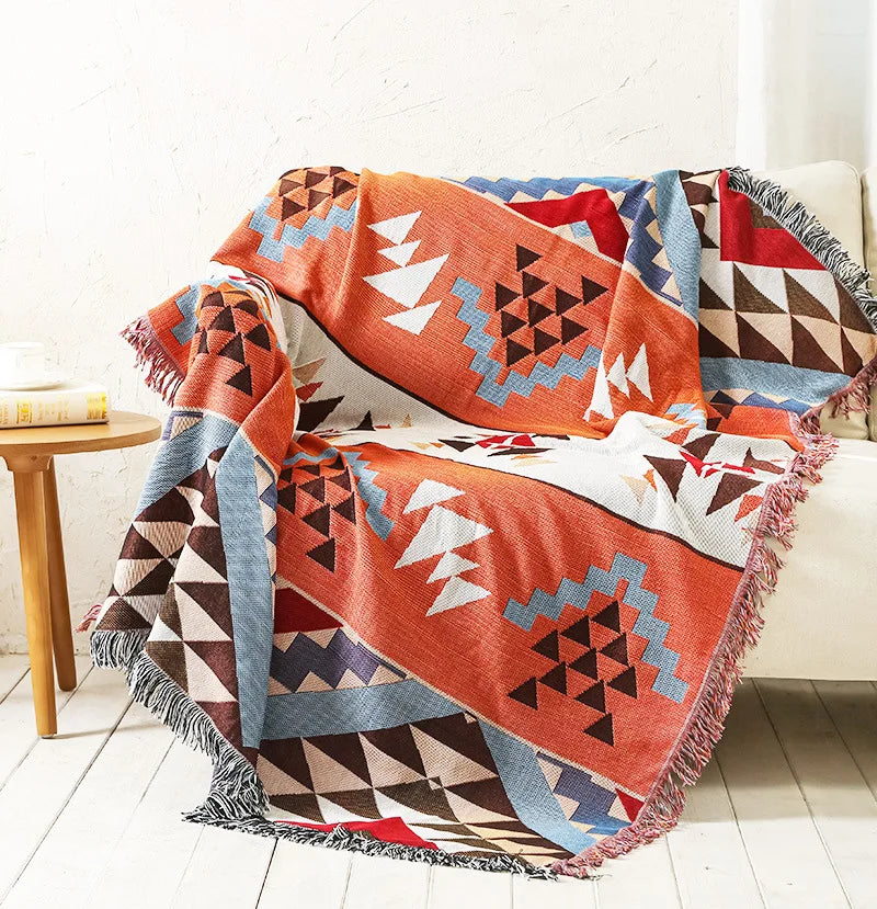 Nordic Style Knitted Throw Blanket - Quality Cotton Blend for Home Decor N/A