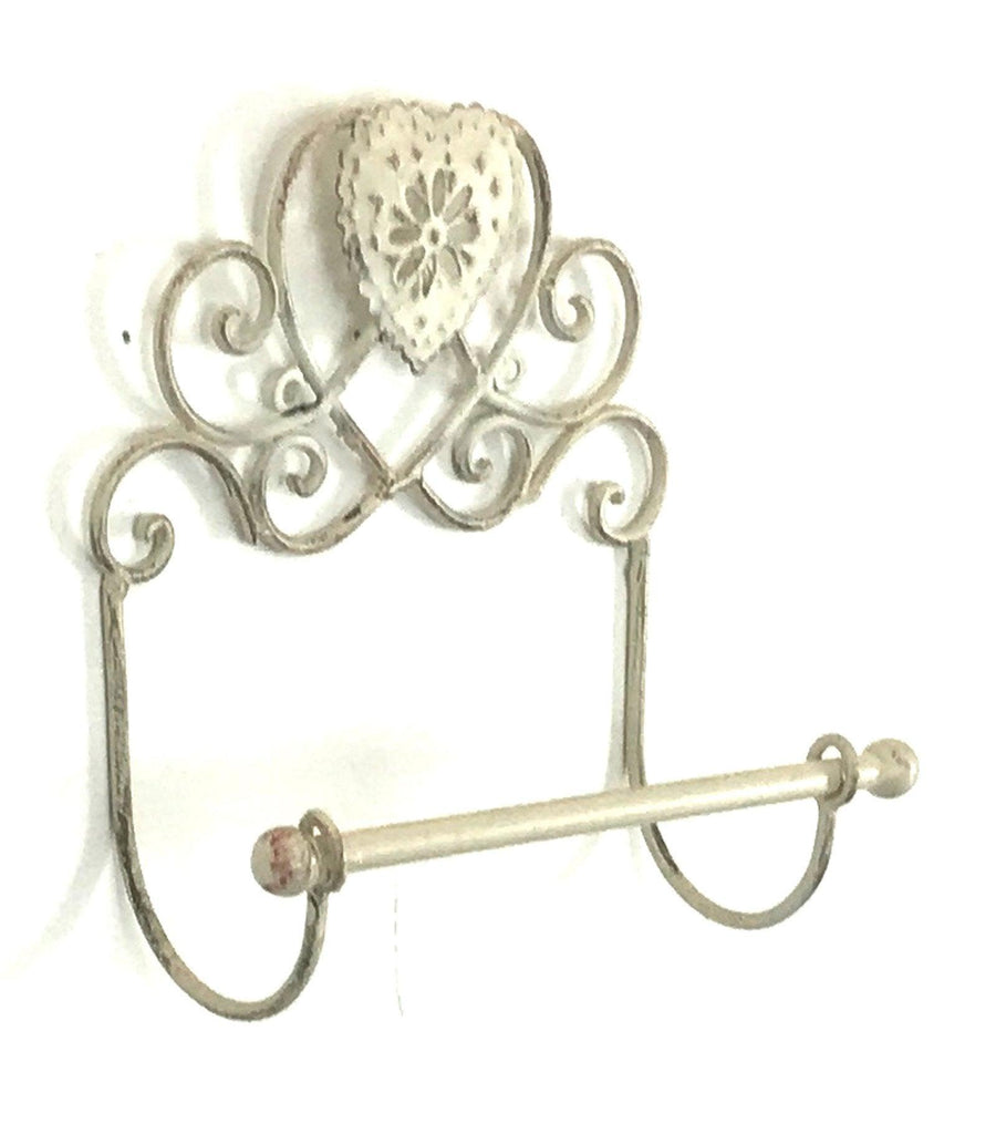 Cream Heart Toilet Roll Holder Wall Mounted Geko Products