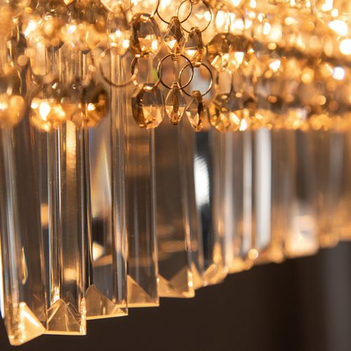 Modern Raindrop Crystal Chandelier, Round Rectangular Ceiling Light, Silver HOMCOM