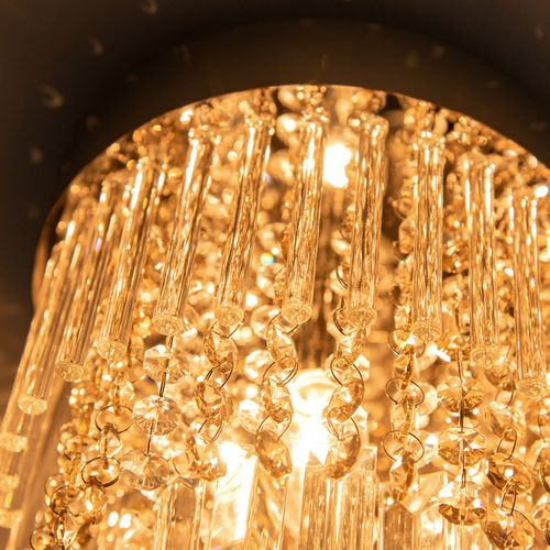 Modern Raindrop Crystal Chandelier, Round Rectangular Ceiling Light, Silver HOMCOM