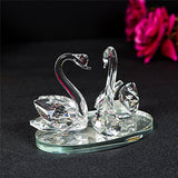 Elegant Crystal Glass Swan Figurines on a Clear Base for Home Decor and Gifts