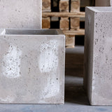 Stylish Cube Planter in textured grey concrete for modern home decor and indoor plants