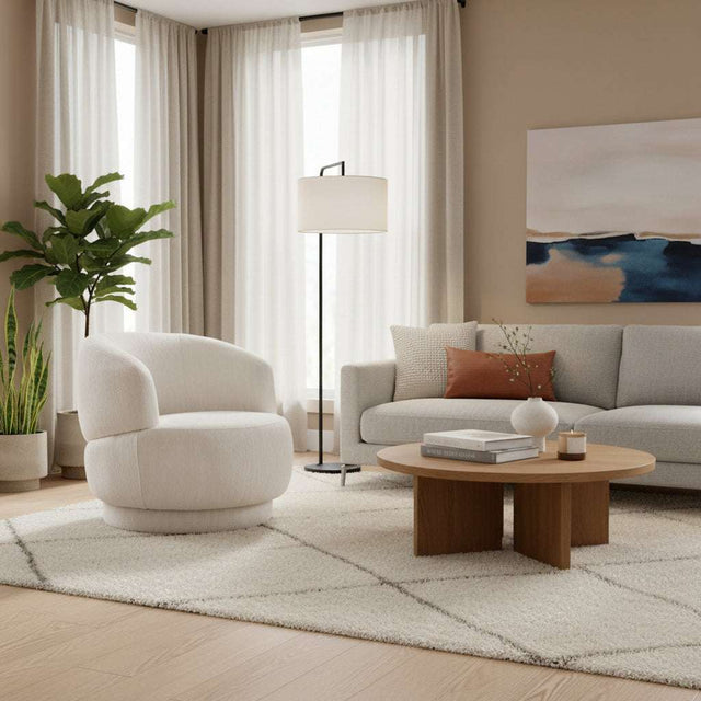 Dale Textured Linen Effect Beige Curve Chair Orsina