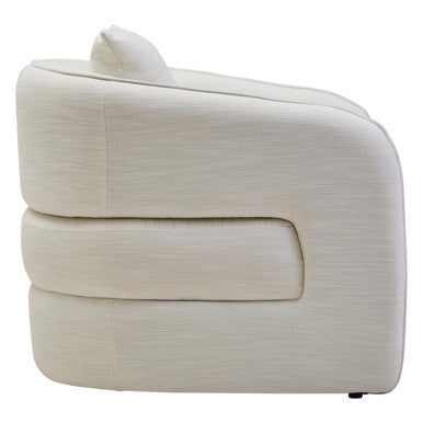 Bilani Cream Linen Effect Curved Chair Orsina