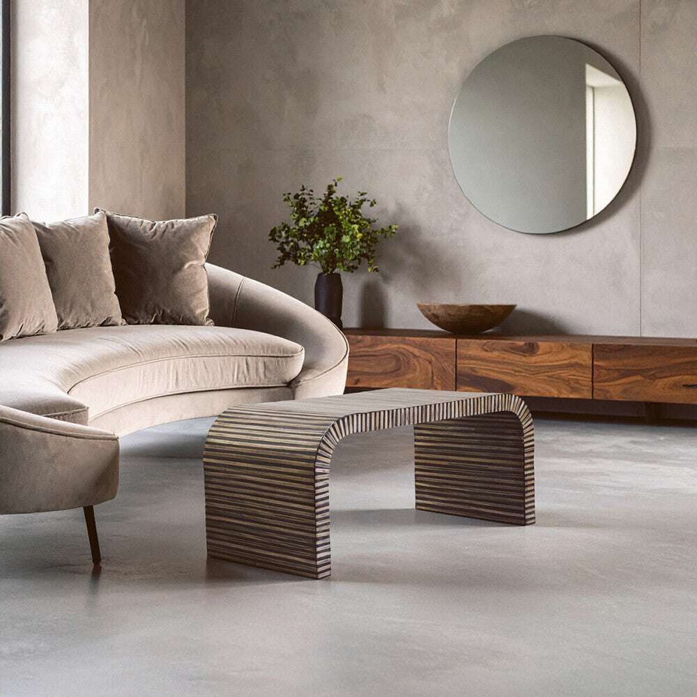 Bambusa Bamboo Inlay Curved Coffee Table Orsina