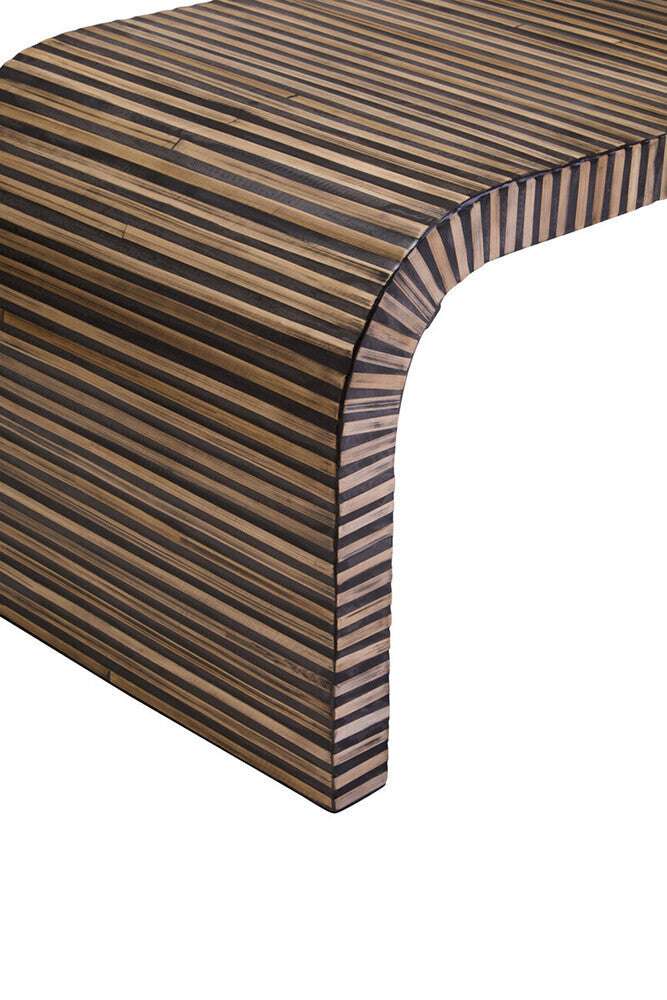 Bambusa Bamboo Inlay Curved Coffee Table Orsina