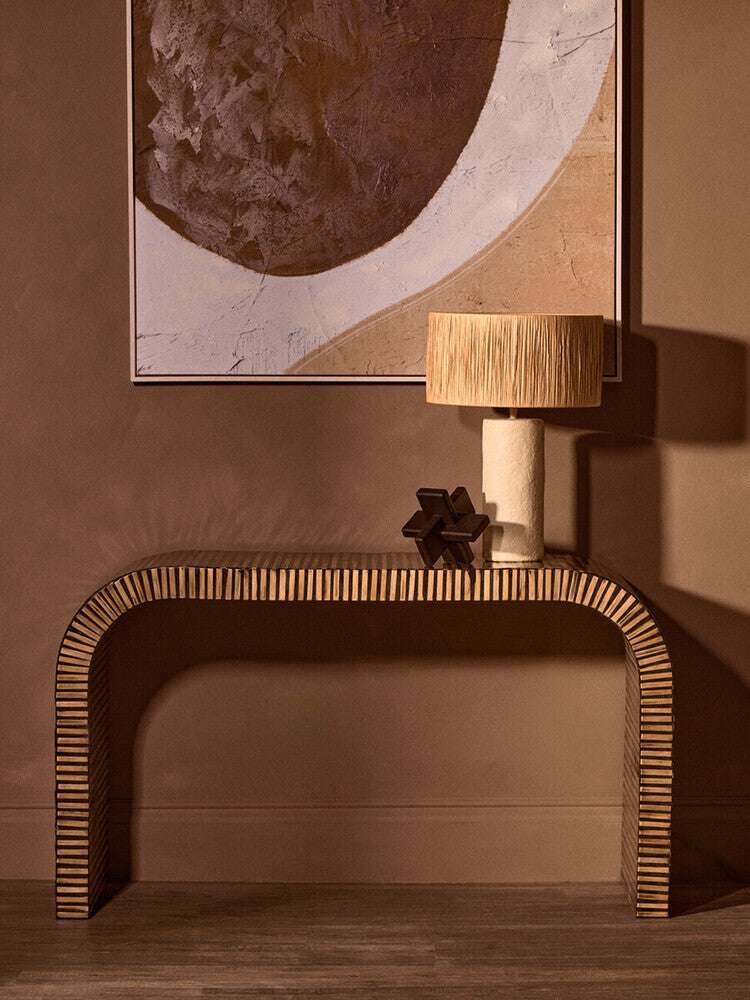 Bambusa Bamboo Inlay Curved Console Table Orsina