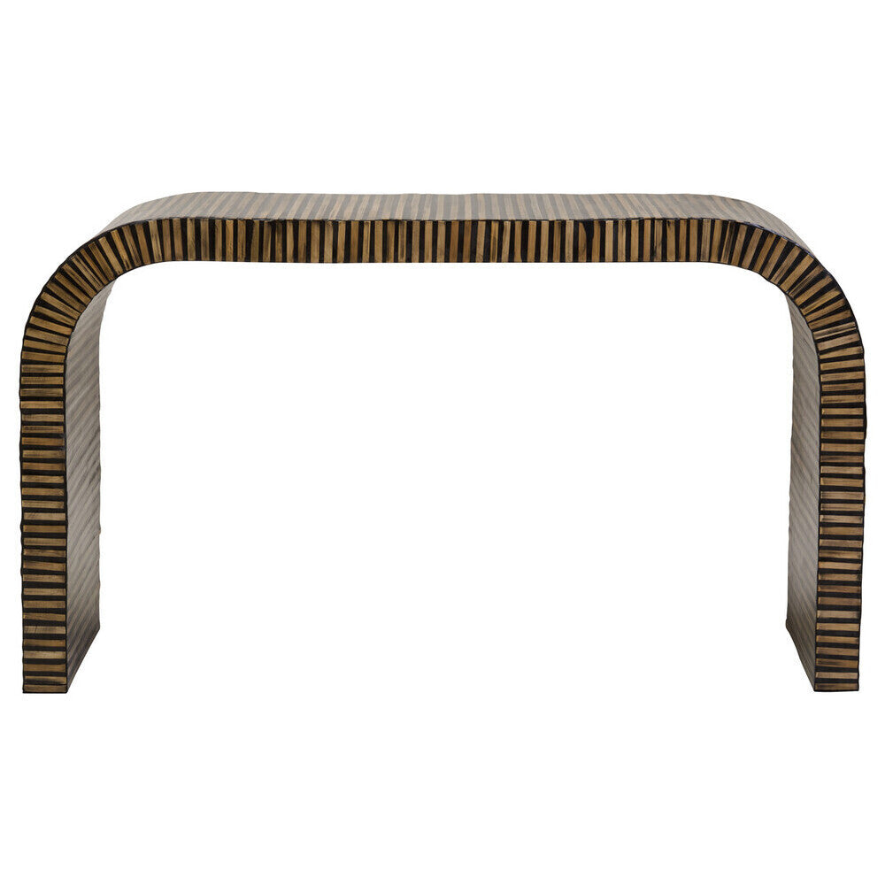 Bambusa Bamboo Inlay Curved Console Table Orsina