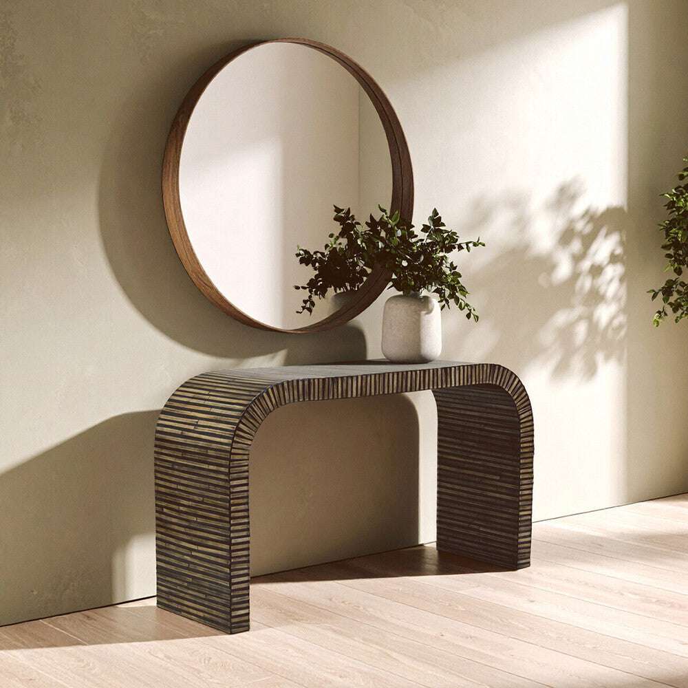 Bambusa Bamboo Inlay Curved Console Table Orsina