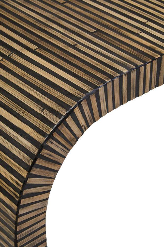 Bambusa Bamboo Inlay Curved Console Table Orsina