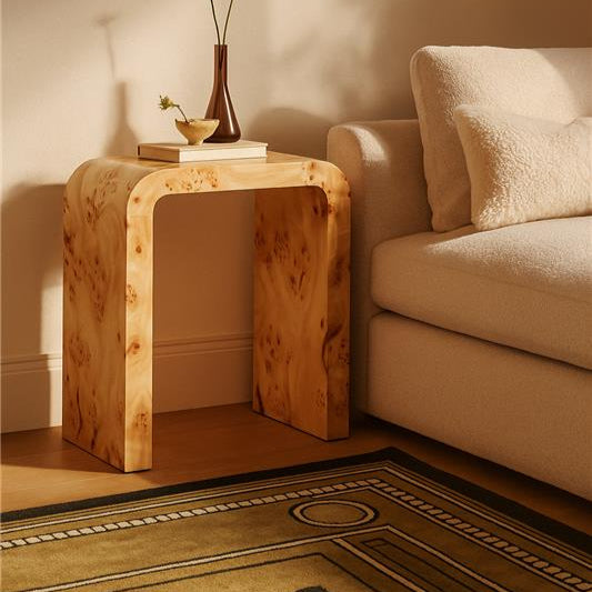 Mota Burl Wood Design Curved Side Table Orsina