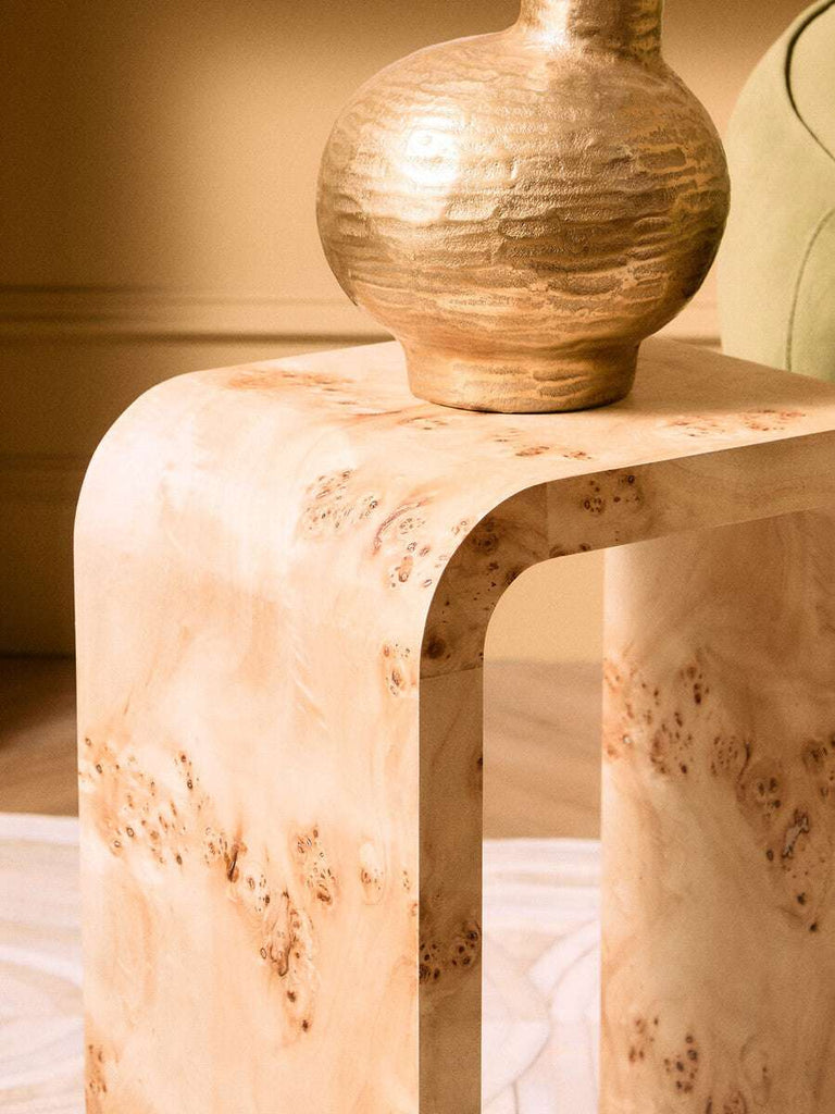 Mota Burl Wood Design Curved Side Table Orsina